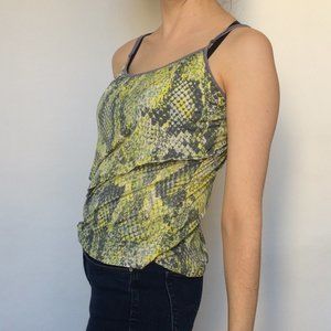 Kensie Snake Print Tank Top Ruffle Drape-Front SzS